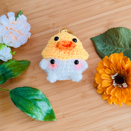 Duck Hat Mushroom Crochet Plush Keychain