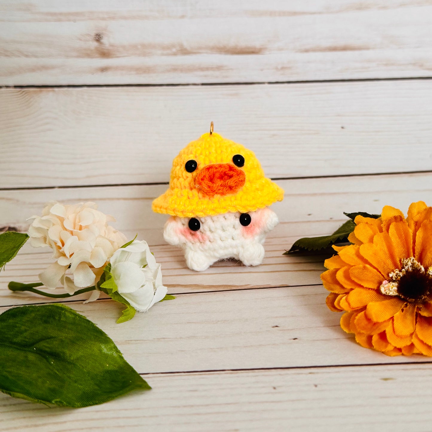 Duck Hat Mushroom Crochet Plush Keychain