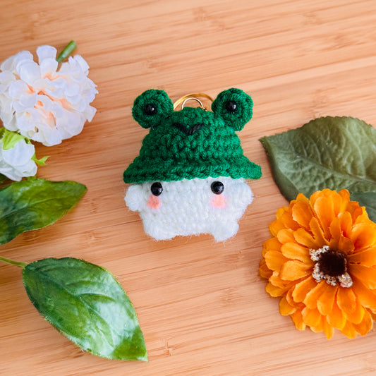 Frog Hat Mushroom Crochet Plush Keychain
