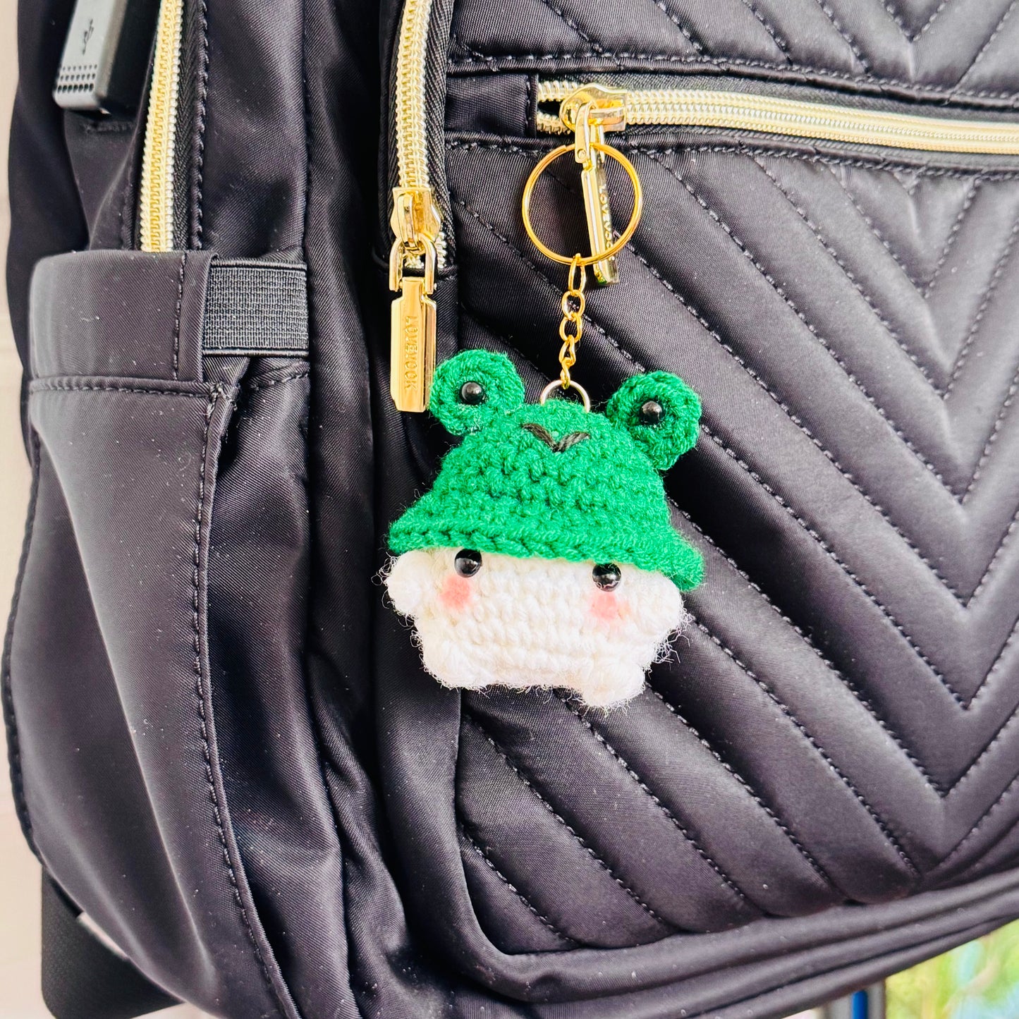 Frog Hat Mushroom Crochet Plush Keychain
