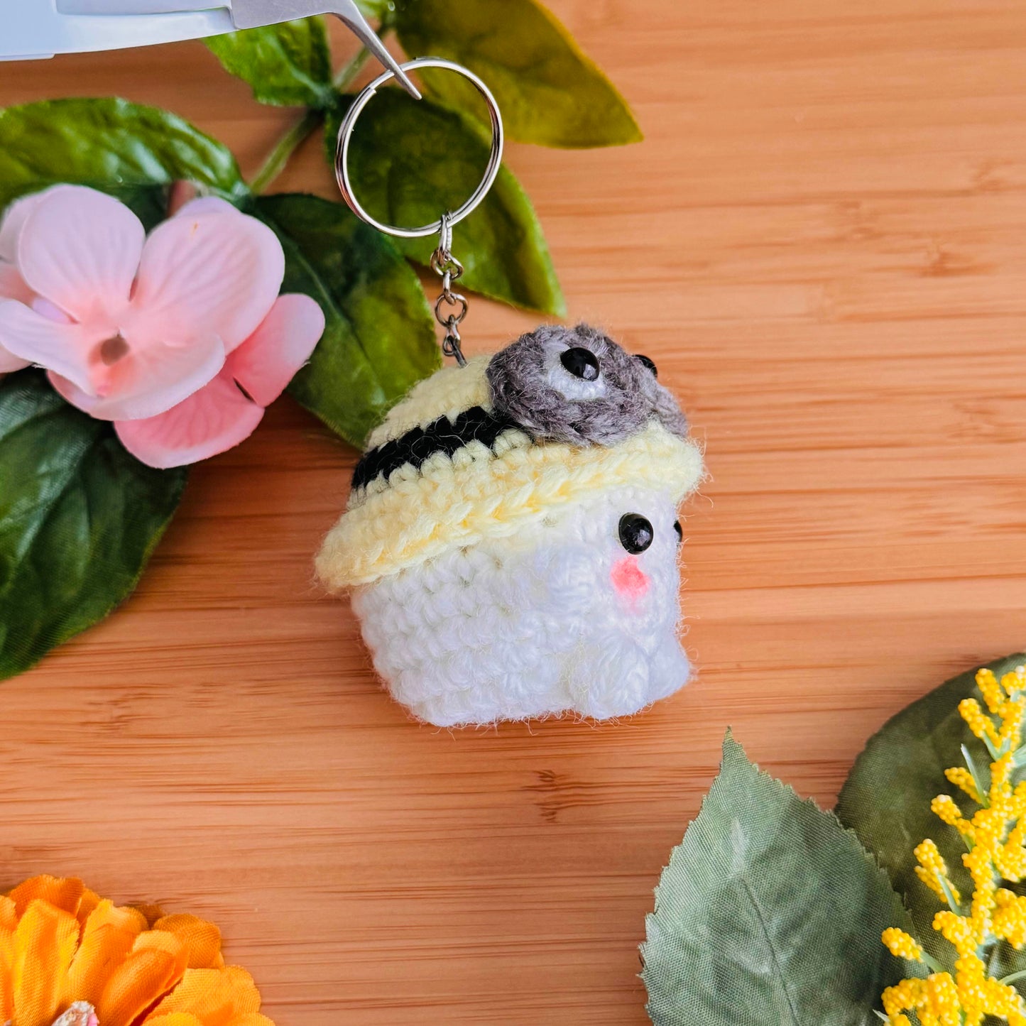 Minion Hat Mushroom Crochet Plush Keychain