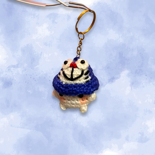 Doraemon Hat Mushroom Crochet Plush Keychain