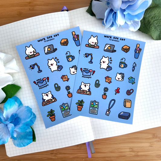 Work Life Cat Sticker Sheet