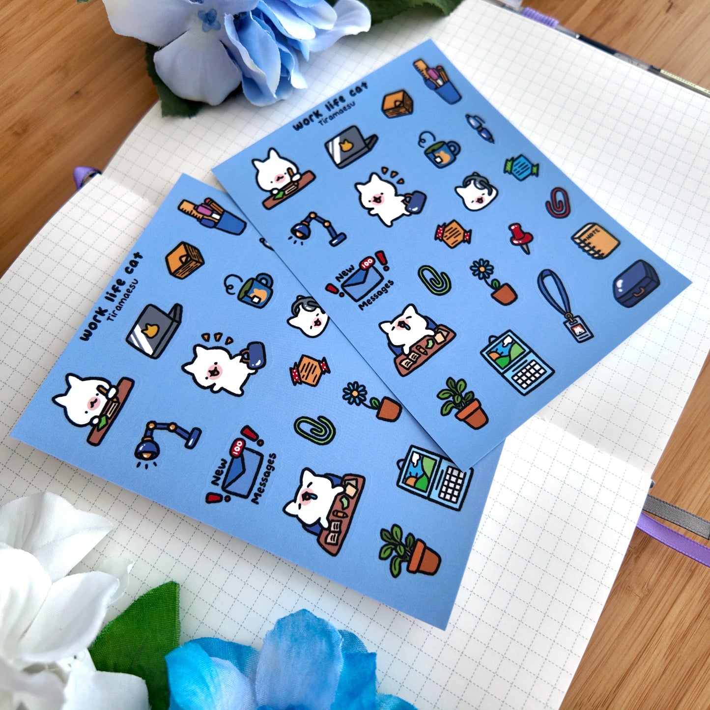 Work Life Cat Sticker Sheet