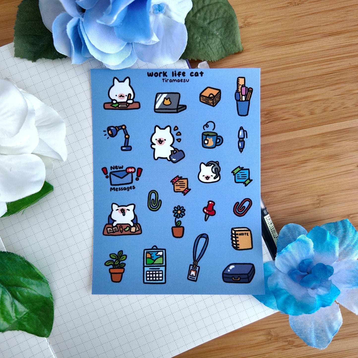 Work Life Cat Sticker Sheet