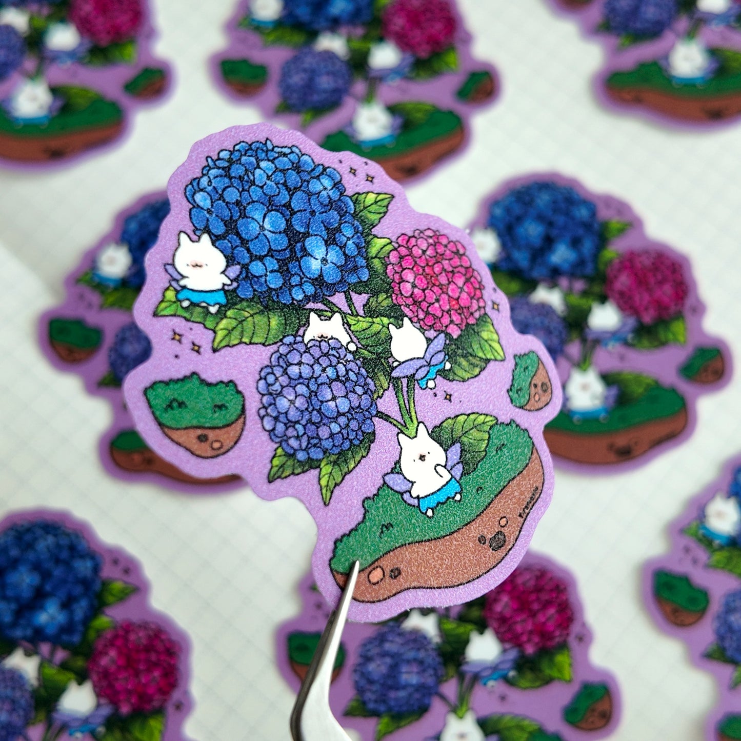 Hydrangeas Glitter Sticker