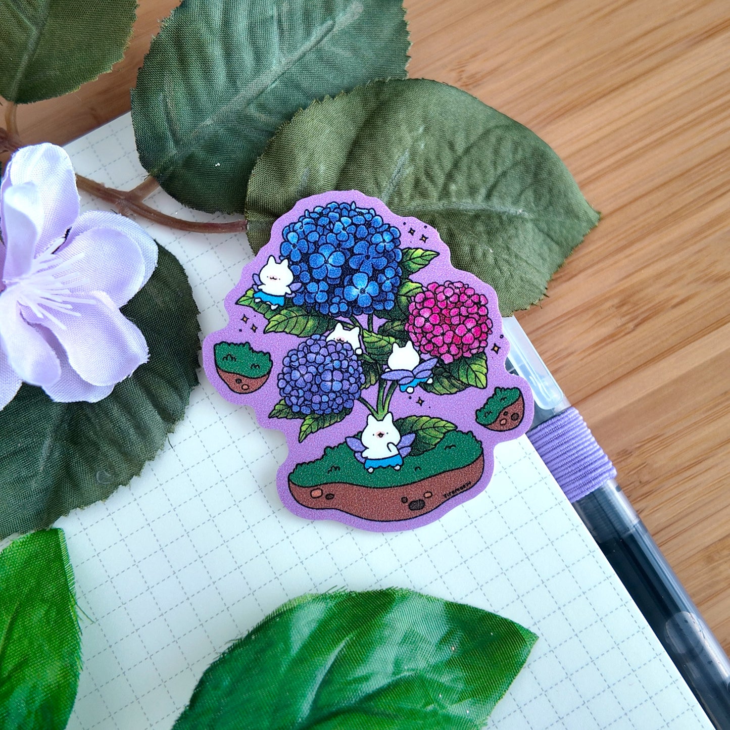 Hydrangeas Glitter Sticker