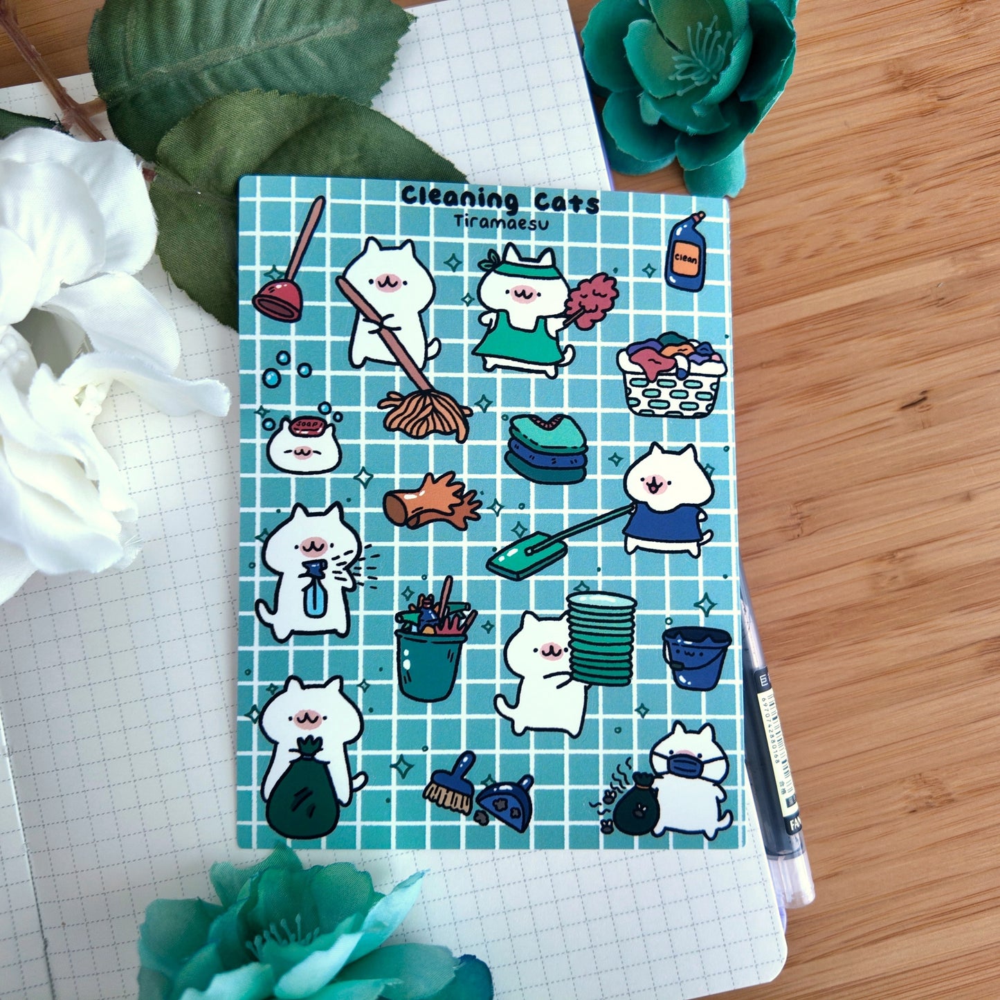 Cleaning Cats Sticker Sheet