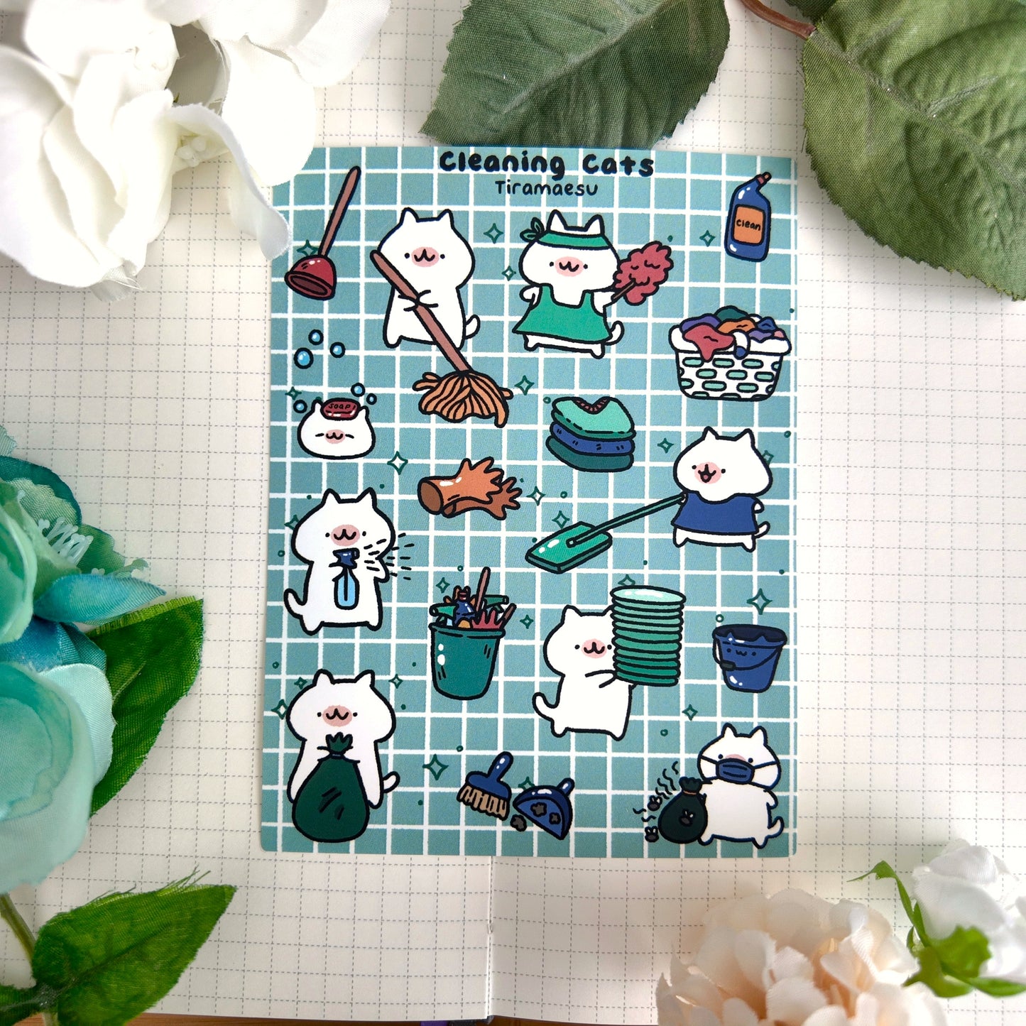 Cleaning Cats Sticker Sheet