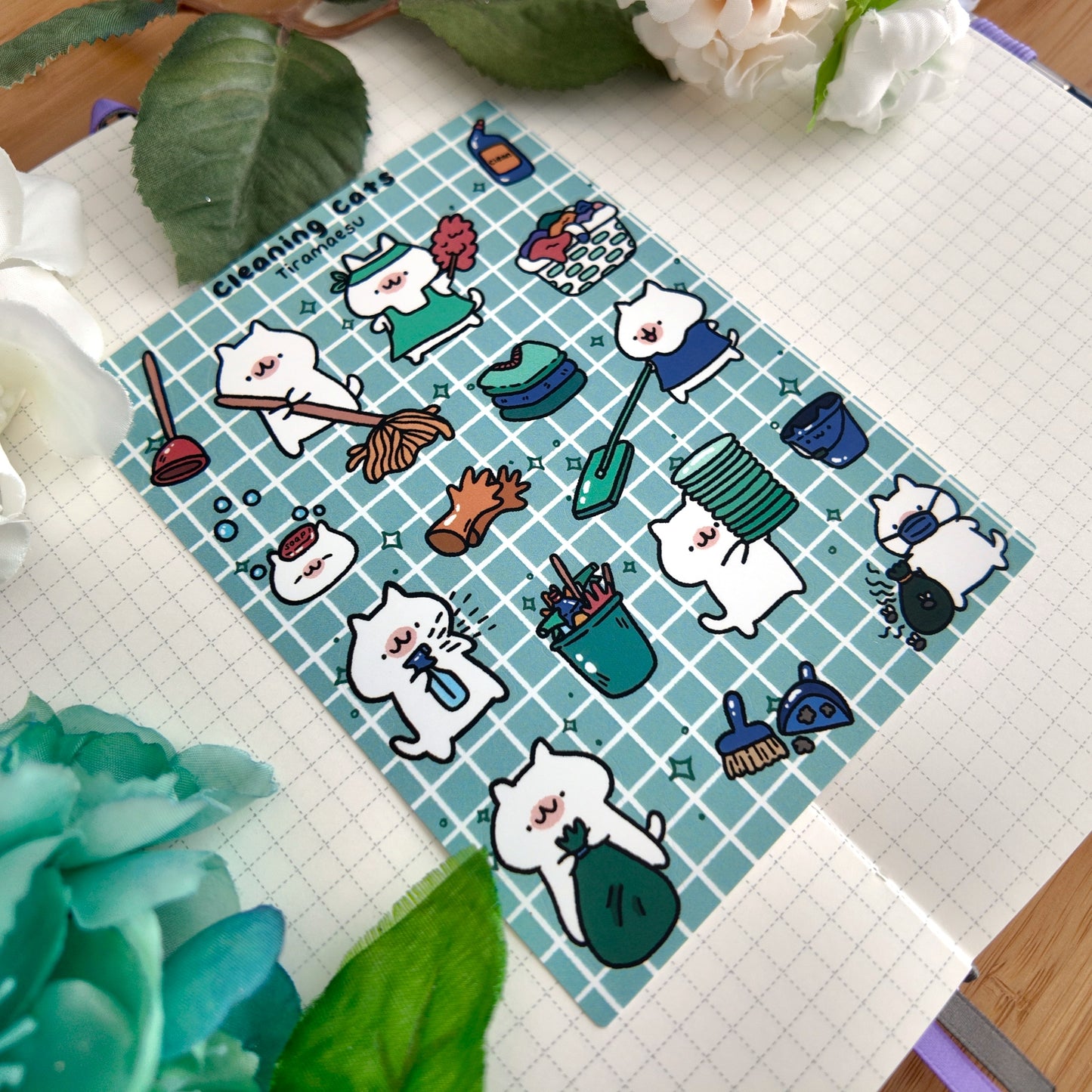 Cleaning Cats Sticker Sheet