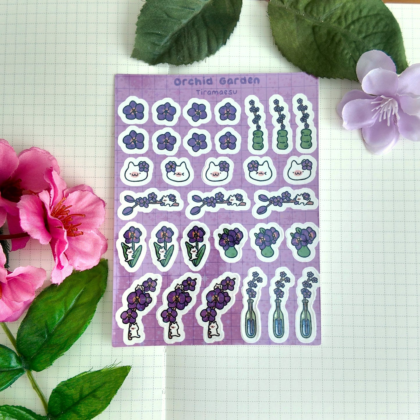 Orchid Gardens Sparkly Sticker Sheet