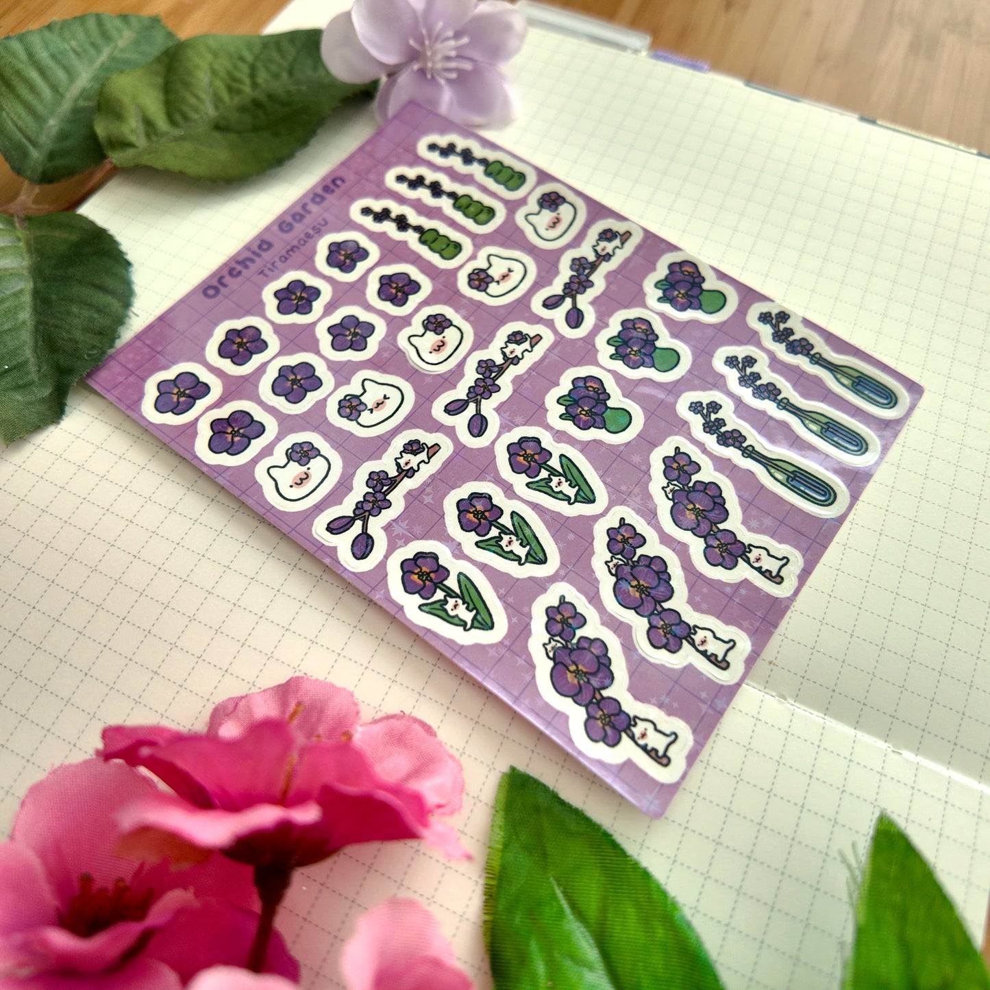 Orchid Gardens Sparkly Sticker Sheet
