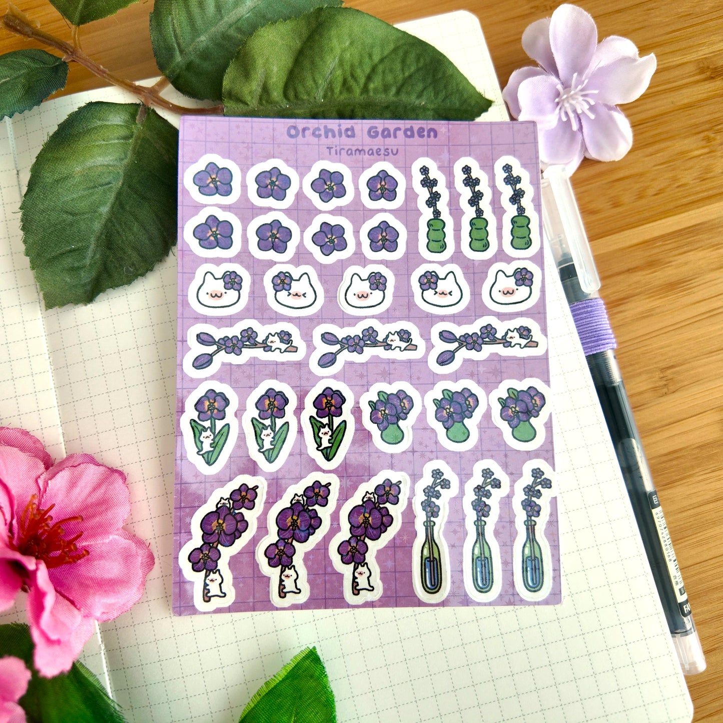 Orchid Gardens Sparkly Sticker Sheet