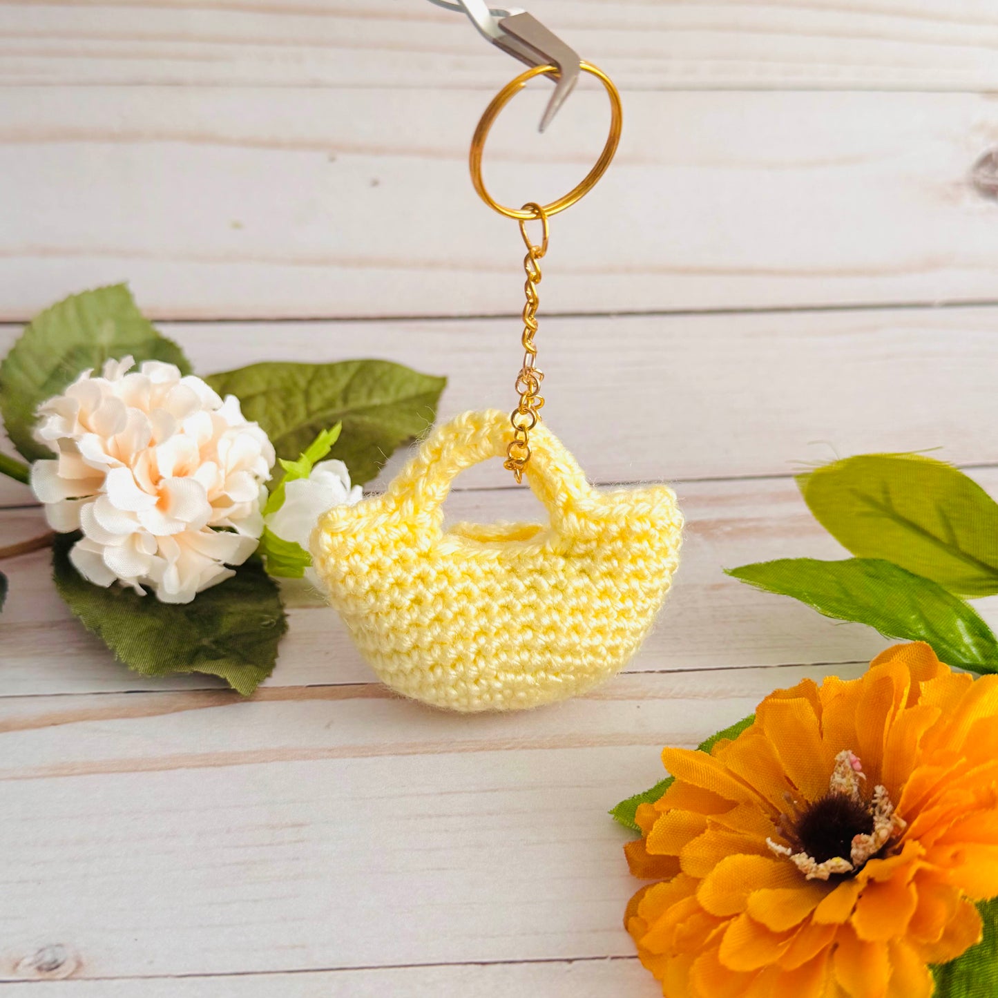 Yellow Mini Purse Crochet Keychain