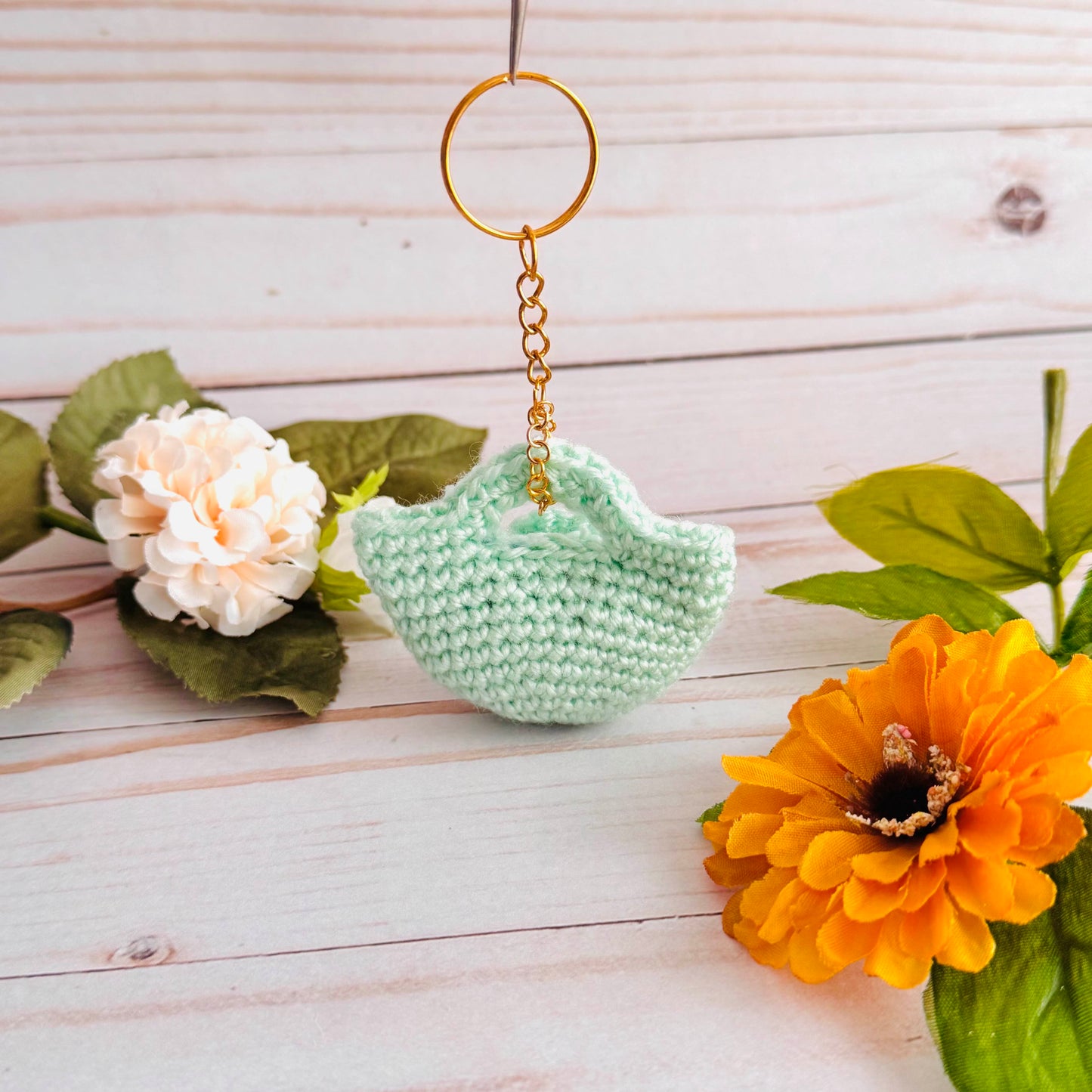 Mint Mini Purse Crochet Keychain