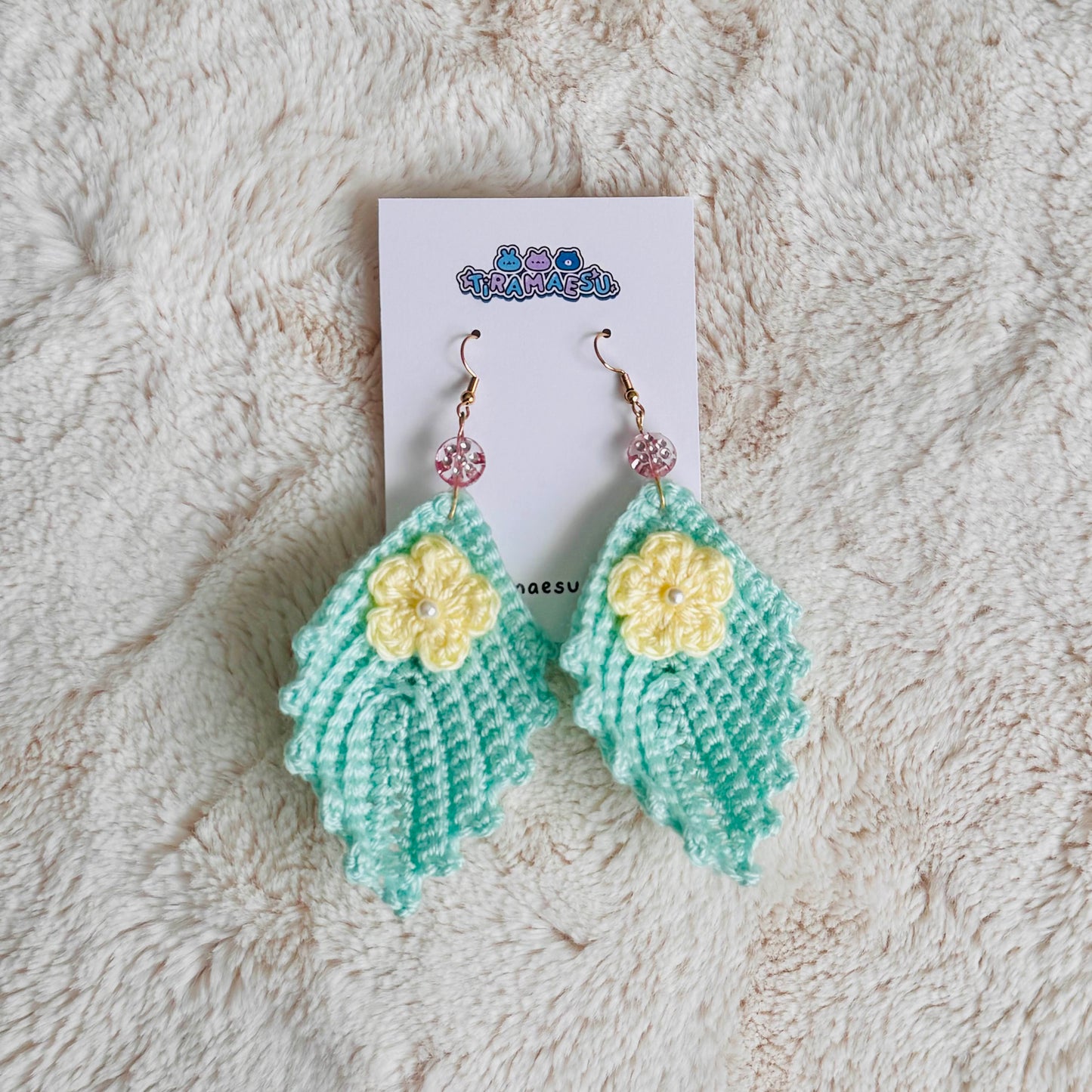 Mint Leaf Crochet Earrings