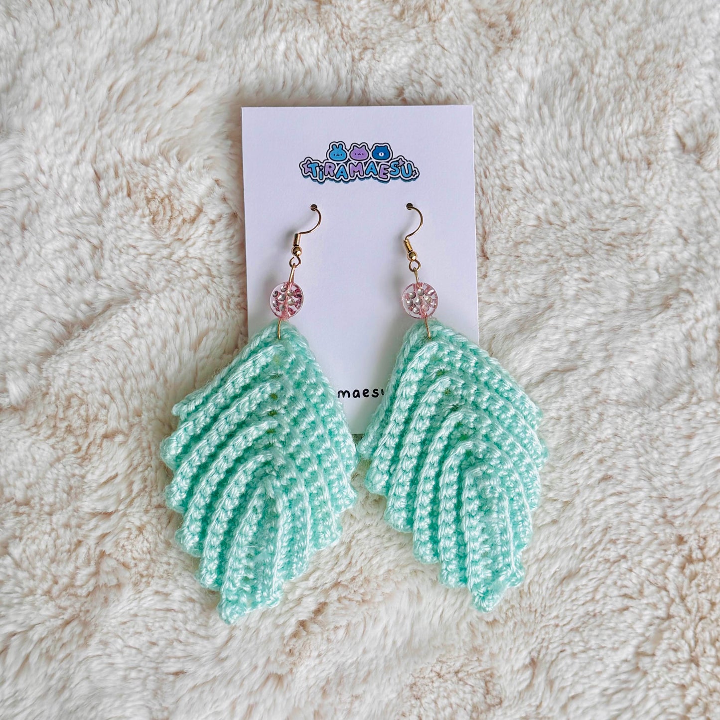 Mint Leaf Crochet Earrings
