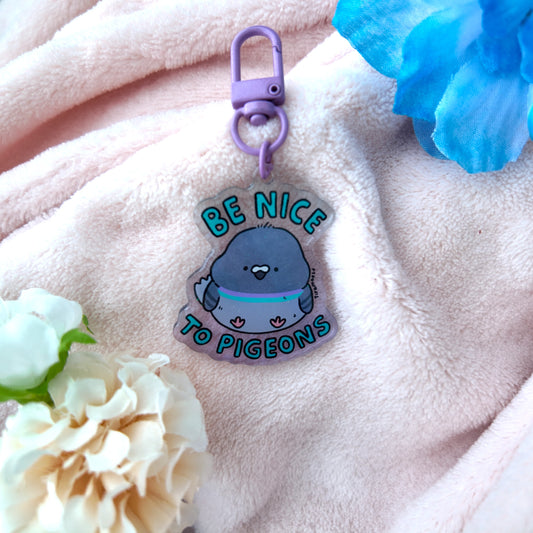 Be Nice to Pigeons Keychain