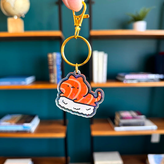 Salmon Sushi Cat Keychain