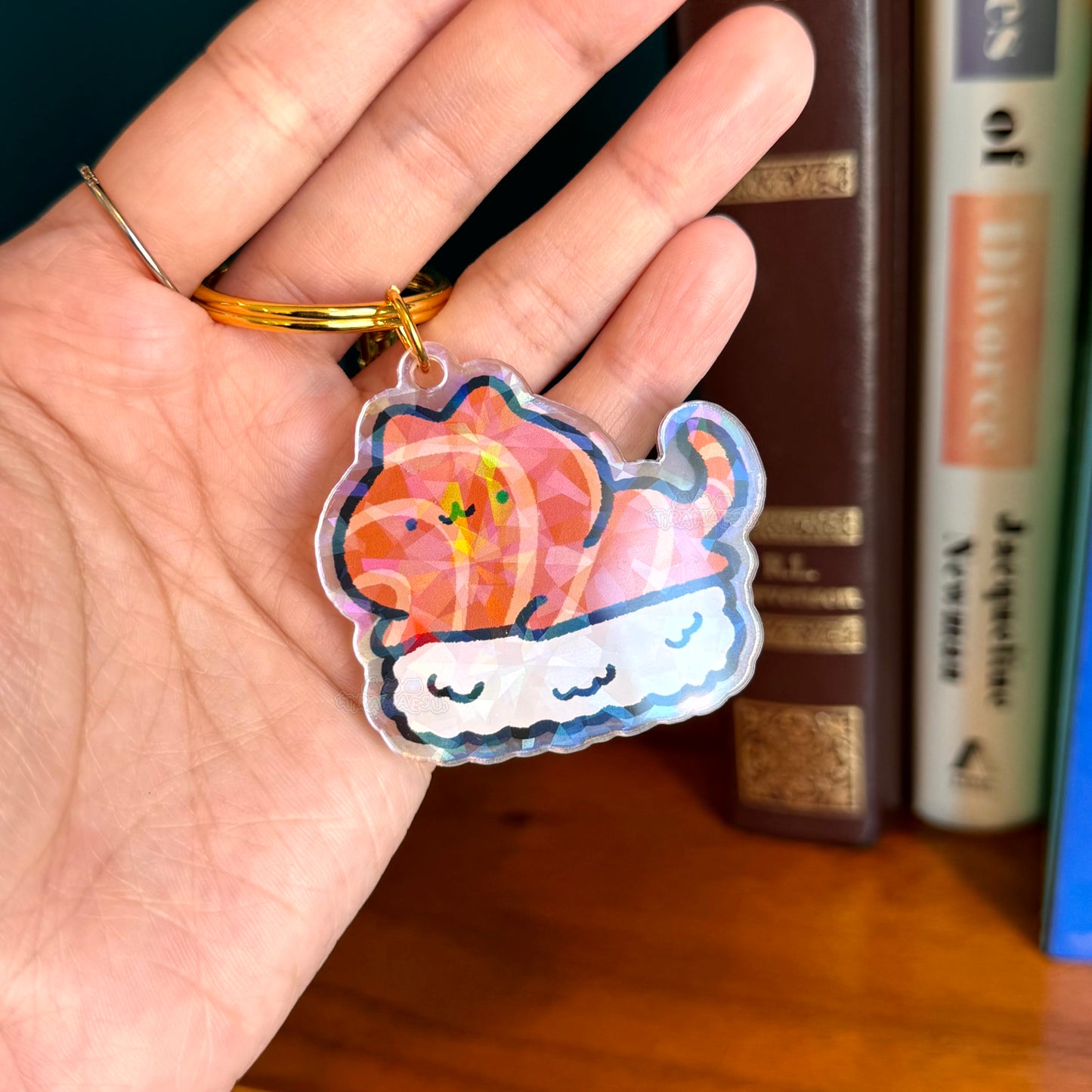 Salmon Sushi Cat Keychain