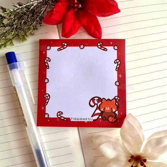 Candy Cane Red Panda Sticky Notes