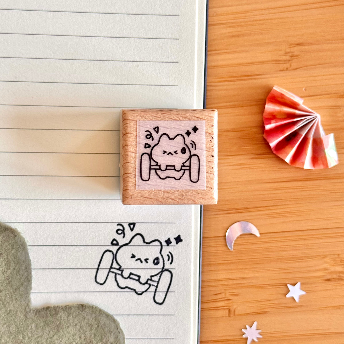 Lifting Weights Wooden Stamp