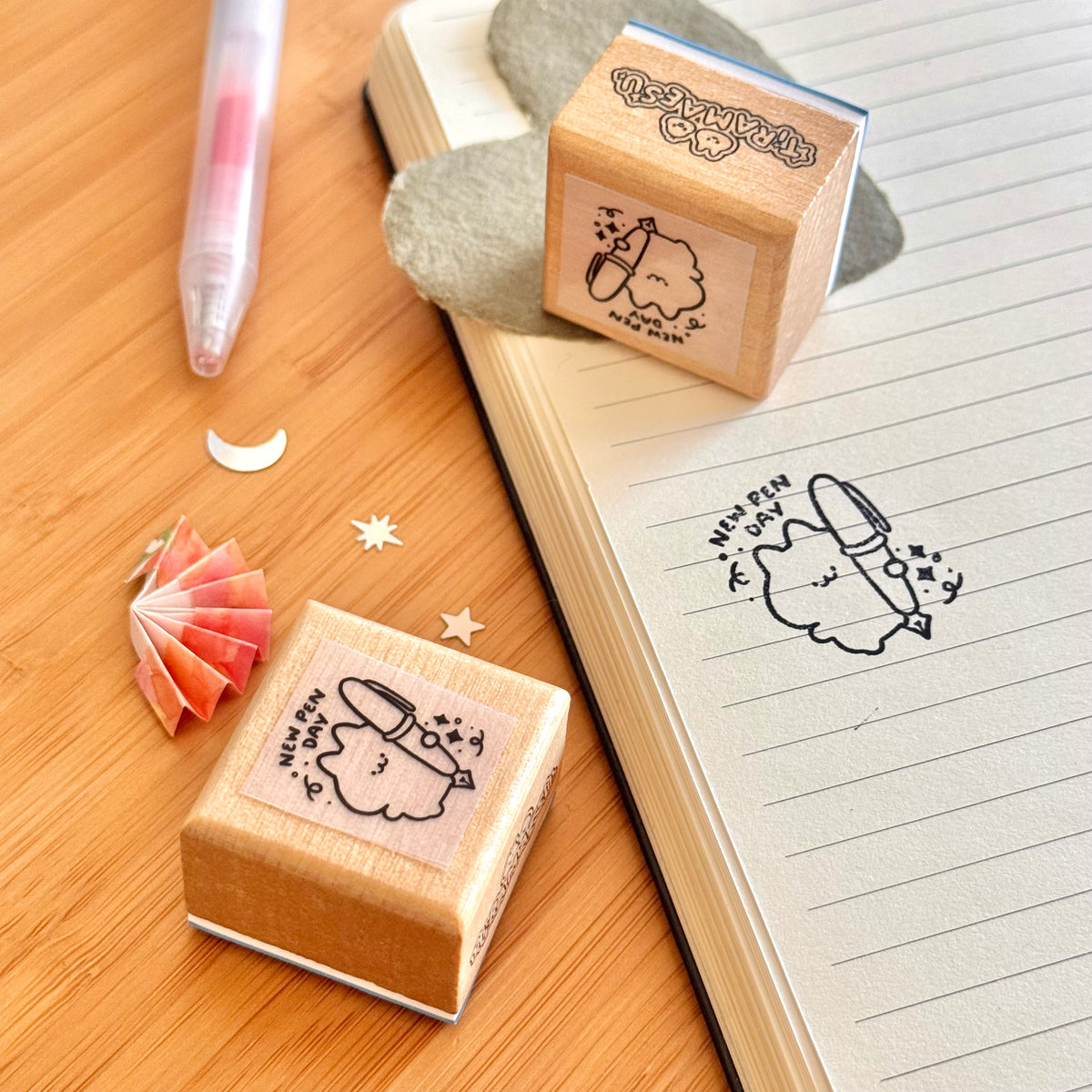 New Pen Day Wooden Stamp