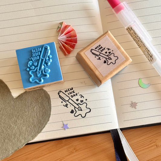New Ink Day Wooden Stamp