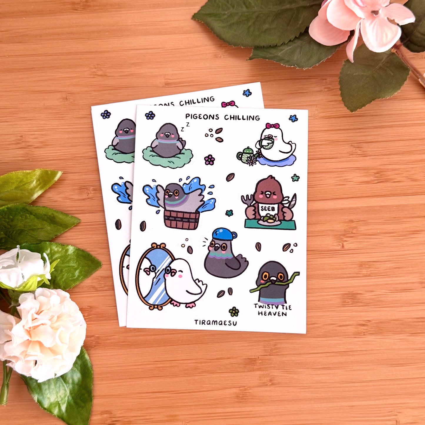 Pigeons Chilling Sticker Sheet