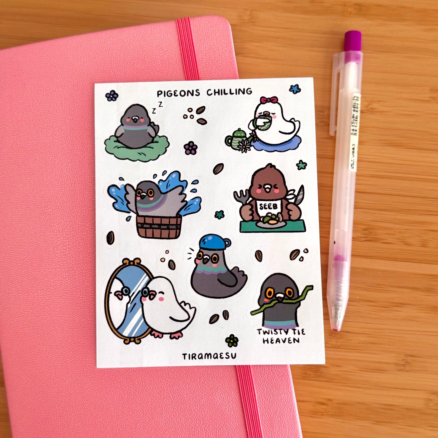 Pigeons Chilling Sticker Sheet
