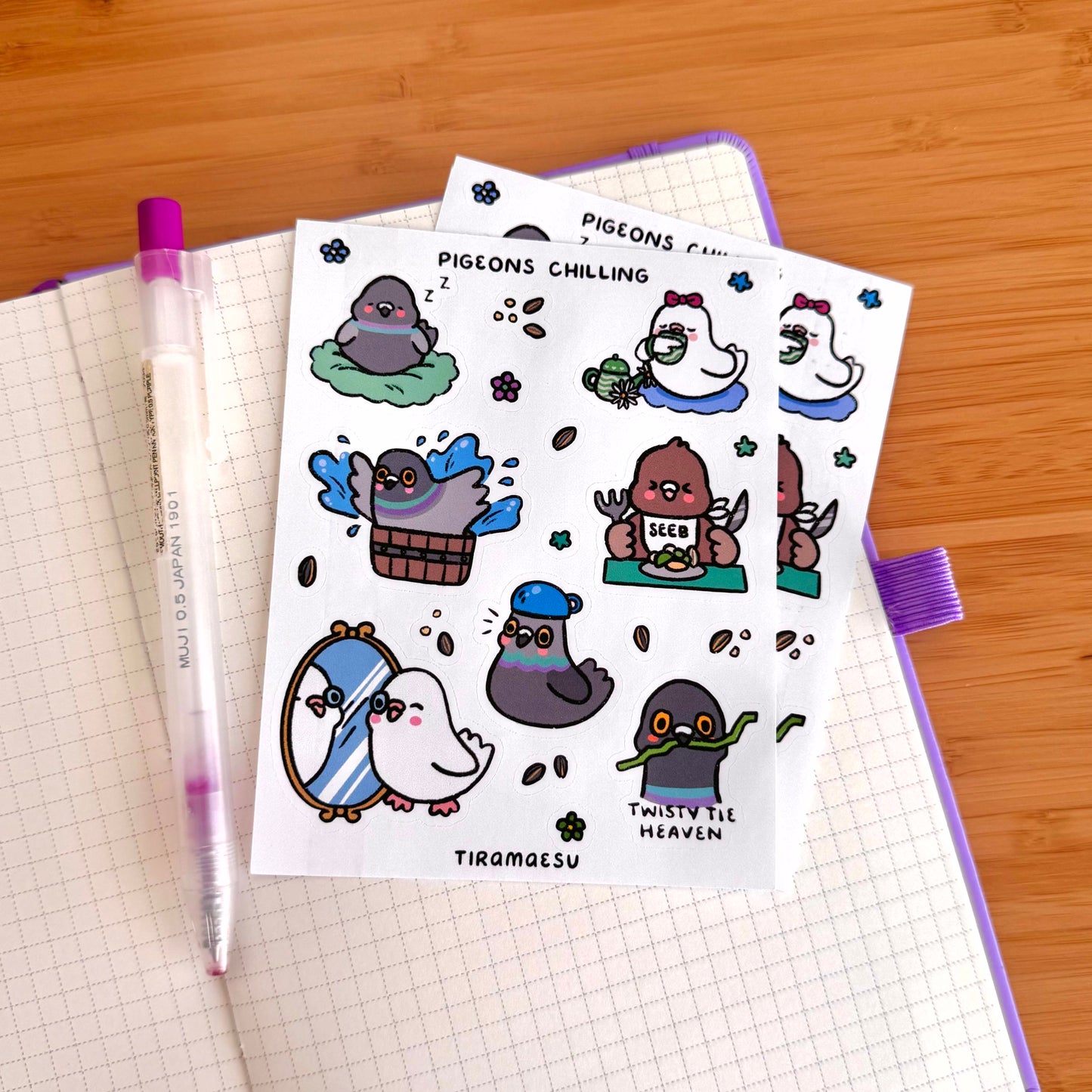 Pigeons Chilling Sticker Sheet