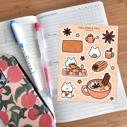 Tofu Makes Chai Sticker Sheet