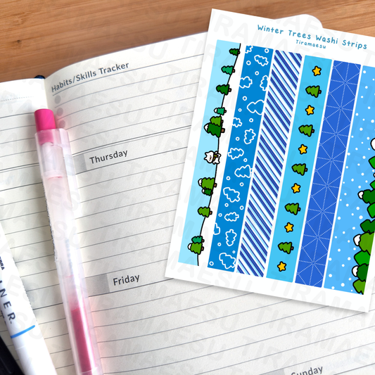 Winter Trees Washi Strip Sticker Sheet
