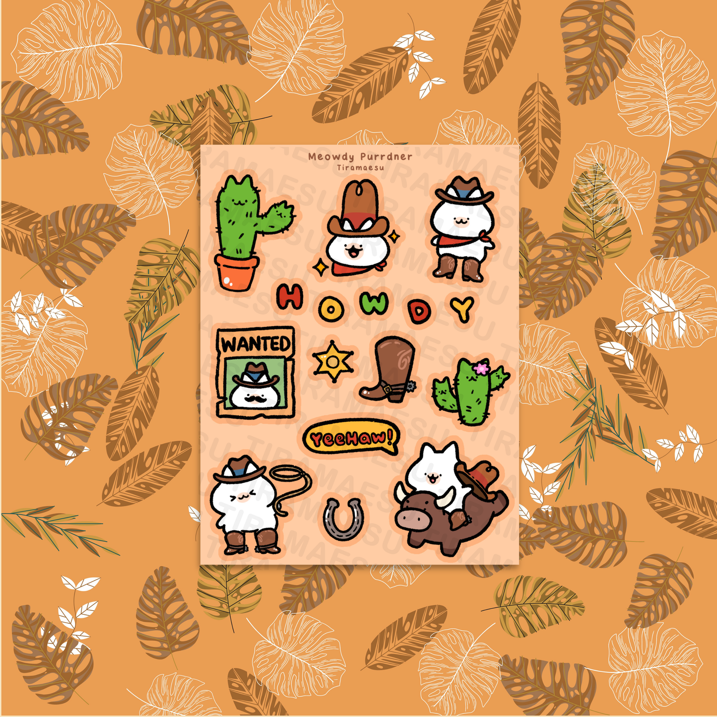 Meowdy Purrdner Sticker Sheet