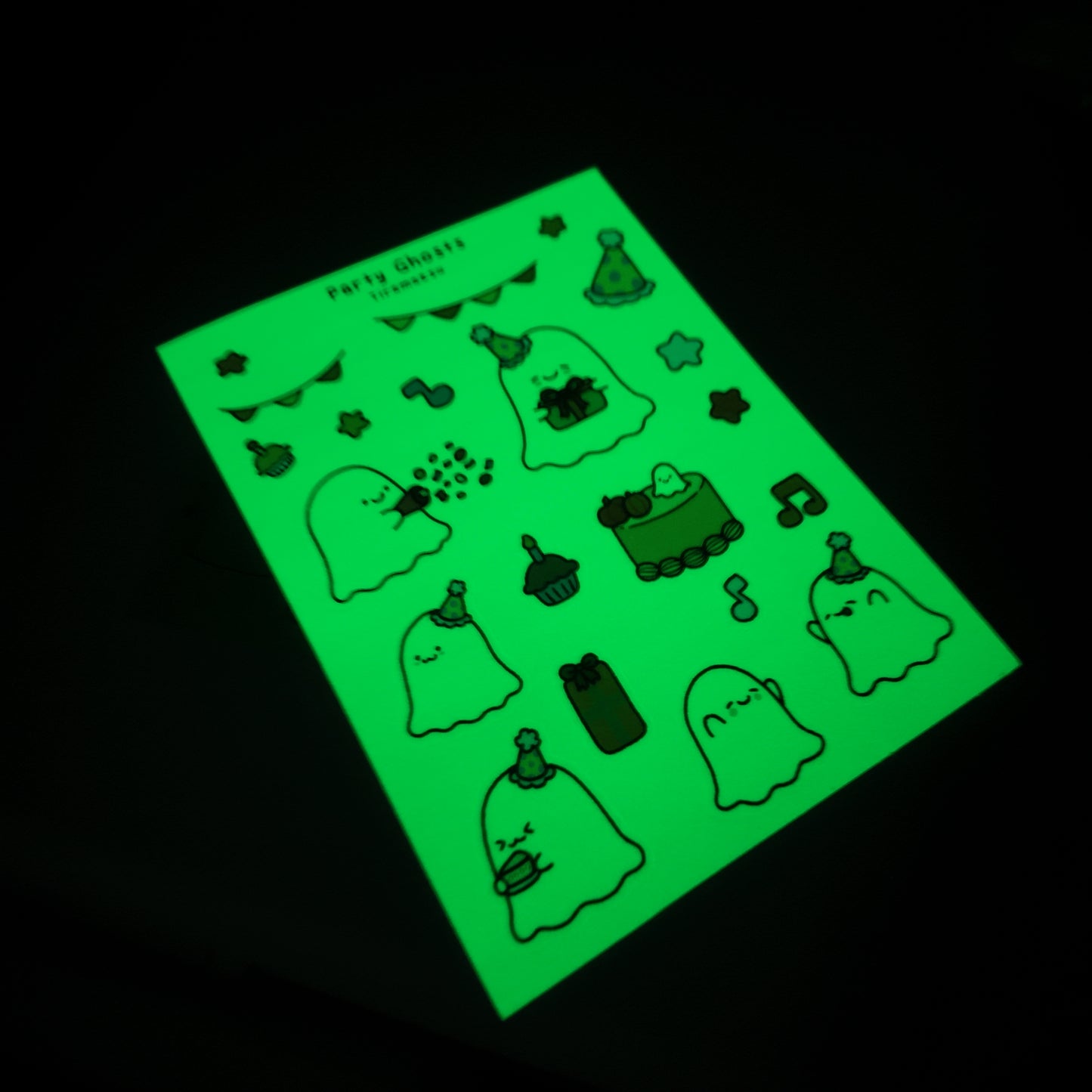 Party Ghosts Glow in the Dark Sticker Sheet