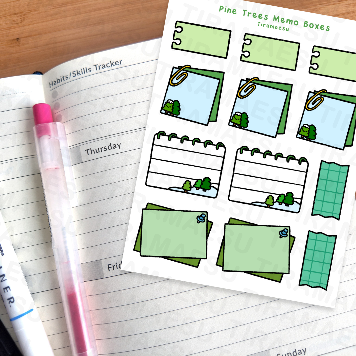 Pine Trees Memo Boxes Sticker Sheet