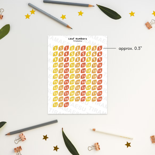 Leaf Numbers Sticker Sheet