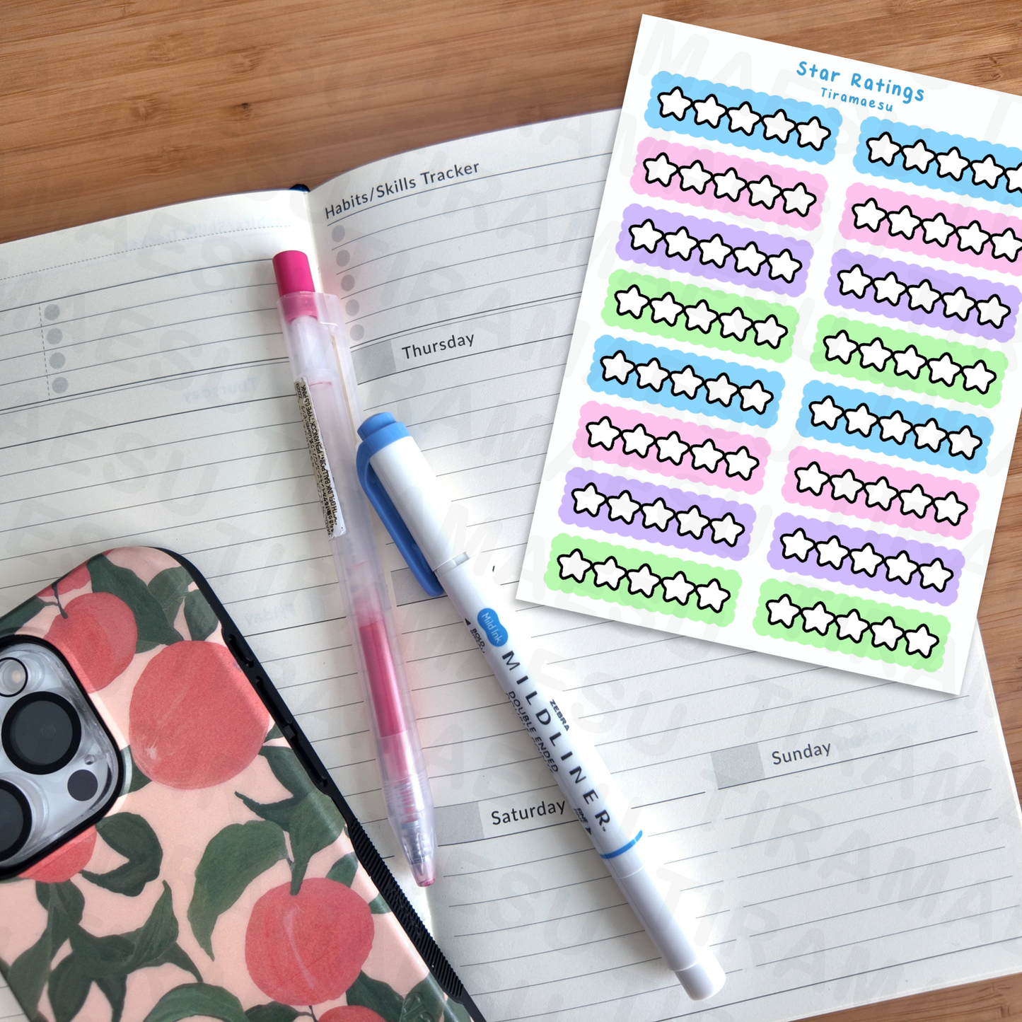 Book Star Ratings Pastel Sticker Sheet