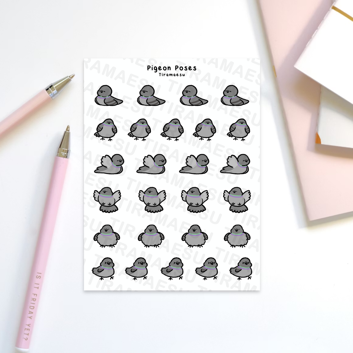 Pigeon Poses Planner Stickers