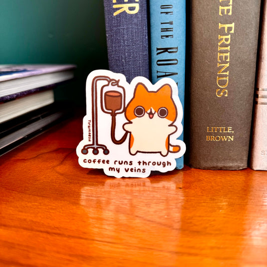 Coffee Runs Through My Veins Sticker