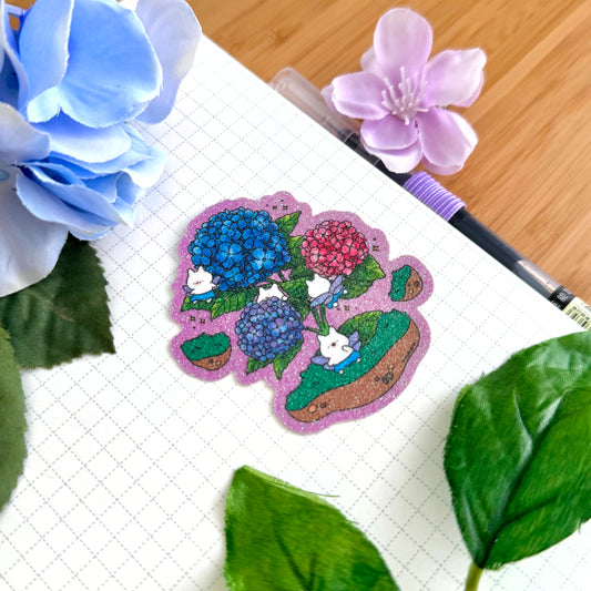 Hydrangeas Glitter Sticker