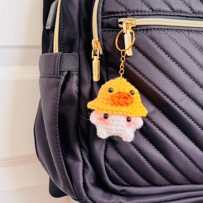 Duck Hat Mushroom Crochet Plush Keychain