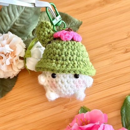 Cactus Hat Mushroom Crochet Plush Keychain