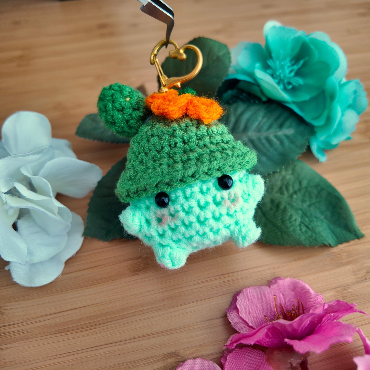 Cactus Hat Mushroom Crochet Plush Keychain
