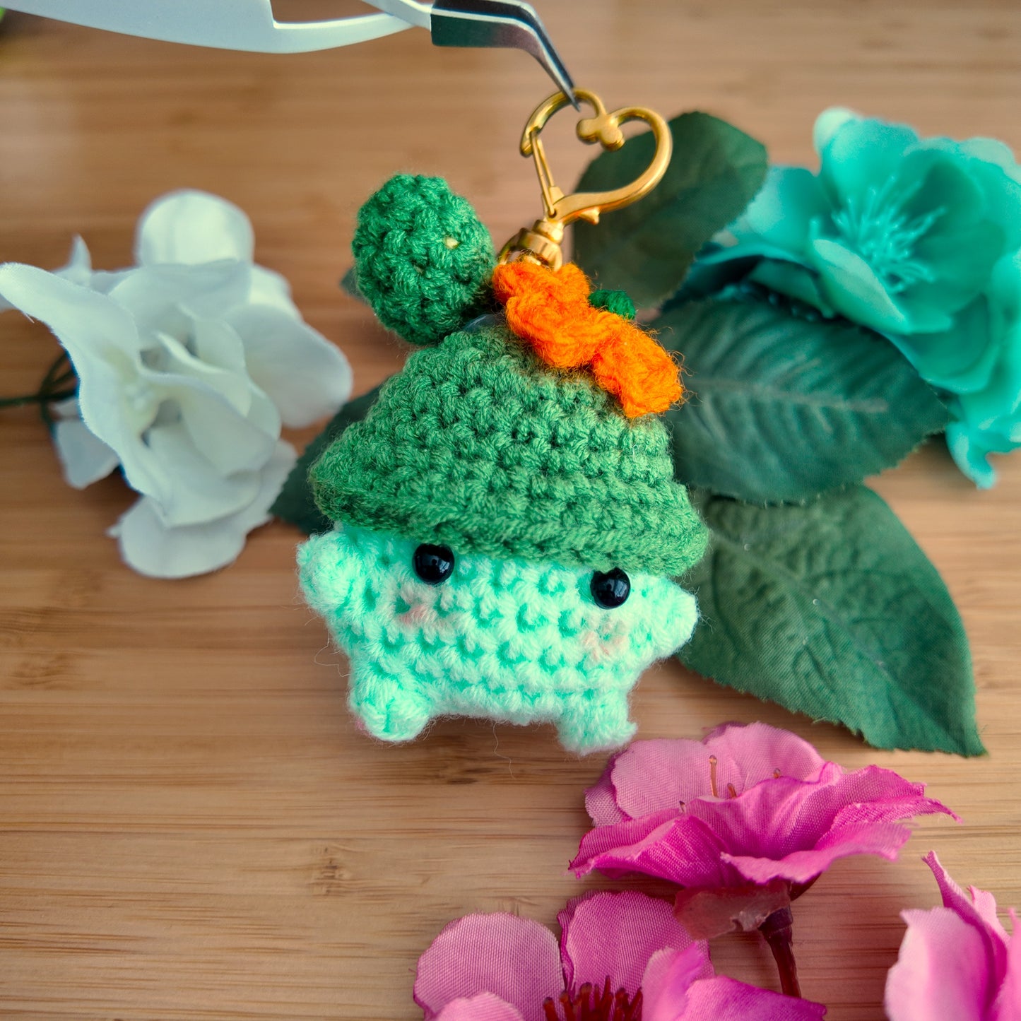 Cactus Hat Mushroom Crochet Plush Keychain