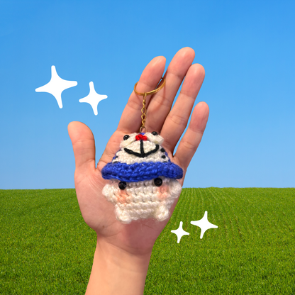 Doraemon Hat Mushroom Crochet Plush Keychain
