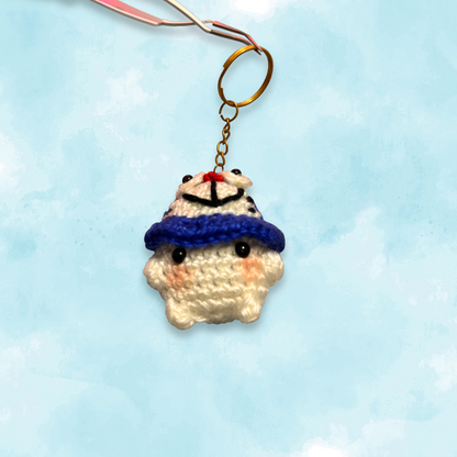 Doraemon Hat Mushroom Crochet Plush Keychain