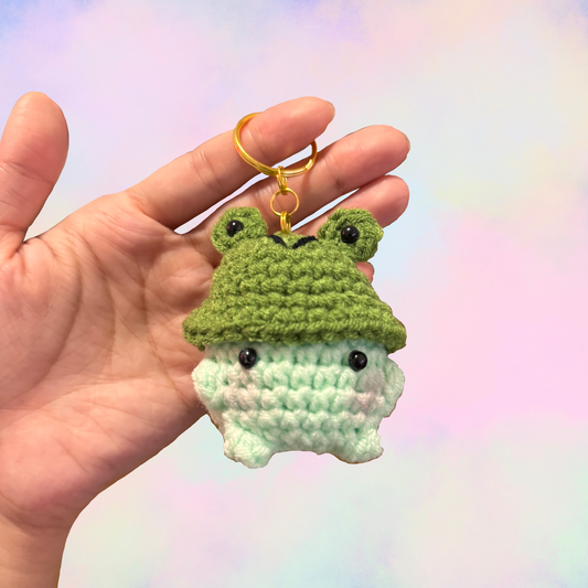 Frog Hat Mushroom Crochet Plush Keychain