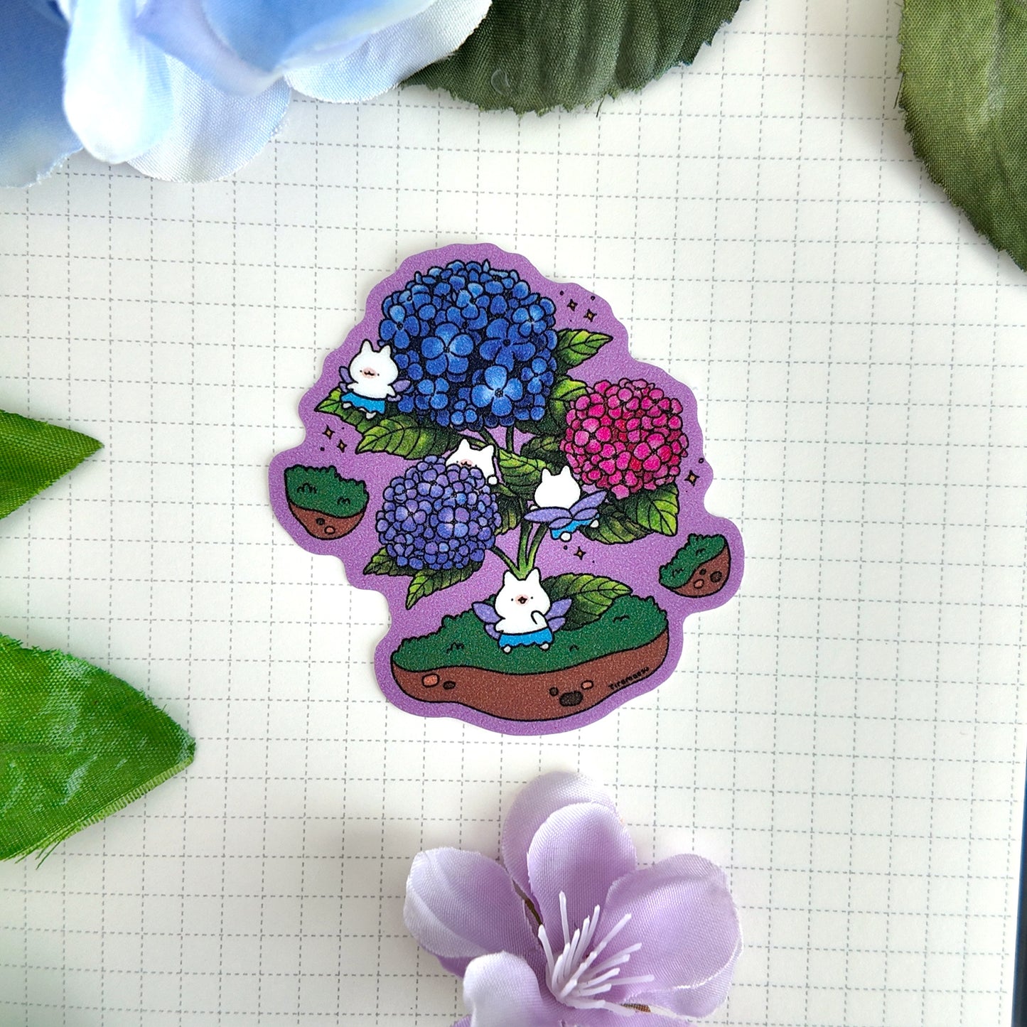 Hydrangeas Glitter Sticker