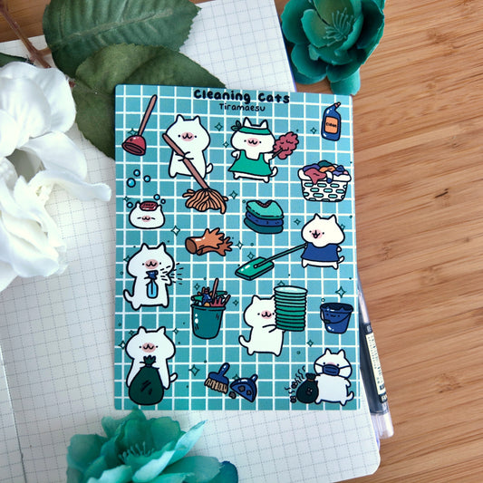 Cleaning Cats Sticker Sheet